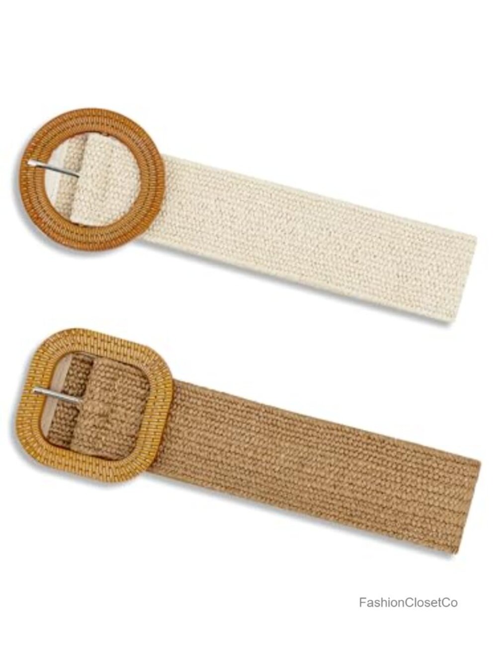 Straw Woven Elastic Waist Belt Women Boho Raffia Stretch Belt 2/4 Pack